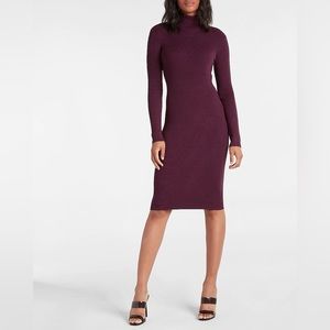 Express ribbed turtleneck midi sweater dress